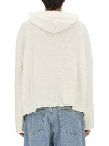 Number Zoom Logo Knit Virgin Wool Hoodie White - MAISON MARGIELA - BALAAN 1