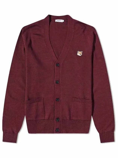 Fox Head Patch Classic Wool Cardigan Wine - MAISON KITSUNE - BALAAN 2