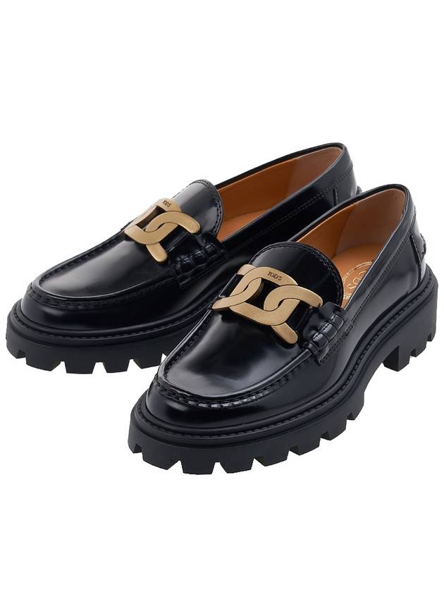 Women's Kate Metal Chain Leather Loafers Black - TOD'S - BALAAN 2