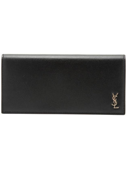 Tiny Monogram Leather Long Wallet Black - SAINT LAURENT - BALAAN 2