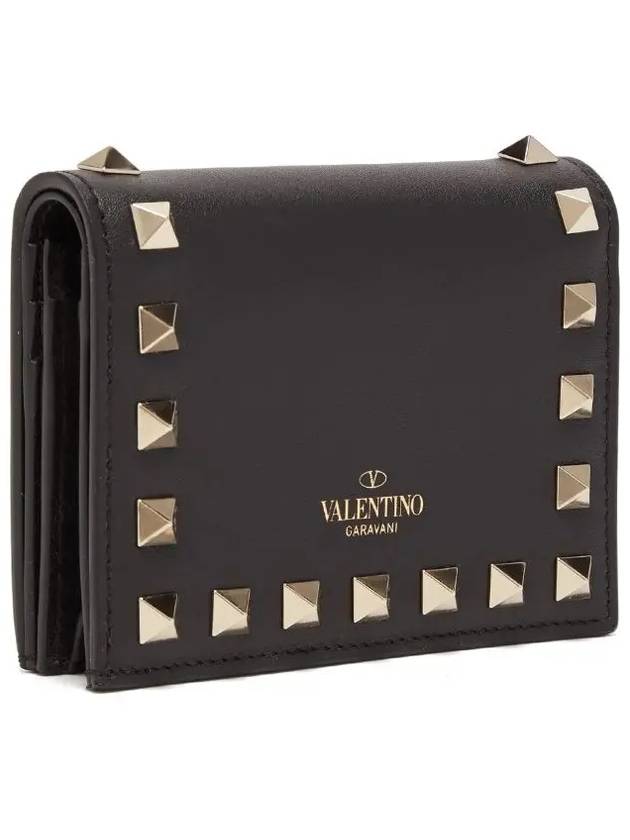 Rockstud Compact Bicycle Wallet Black - VALENTINO - BALAAN.