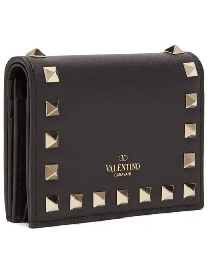 Rockstud Compact Half Wallet Black - VALENTINO - BALAAN 2