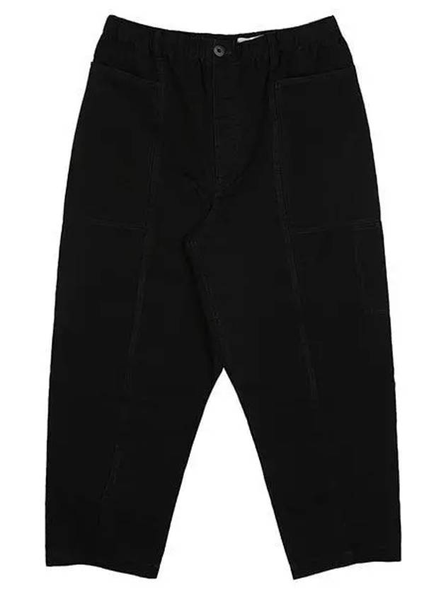 Men's Cotton Linen Relaxed Fit Straight Pants Black - LEMAIRE - BALAAN 2