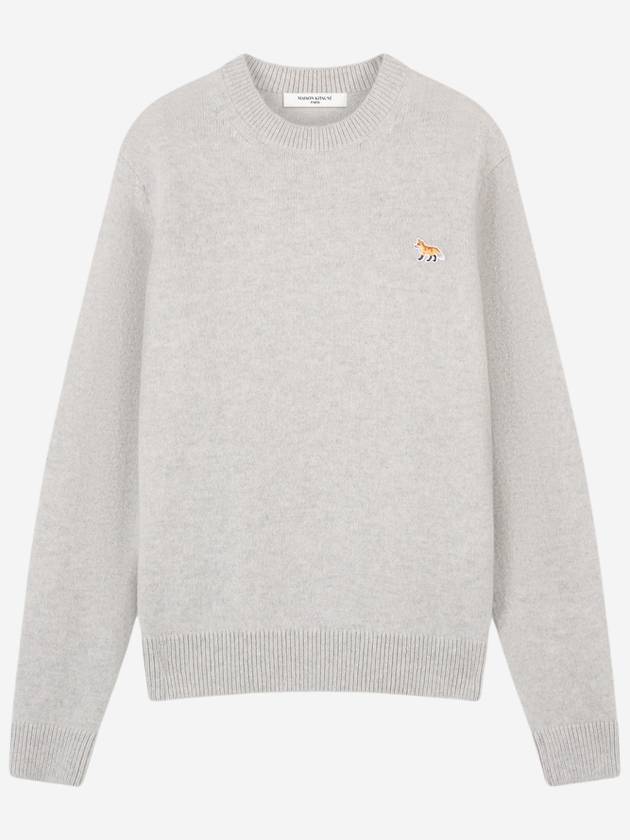 Baby Fox Patch Regular Knit Top Light Grey Melange - MAISON KITSUNE - BALAAN 2