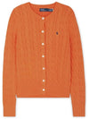 Women's Embroidered Logo Pony Cable Cardigan Orange - POLO RALPH LAUREN - BALAAN 2