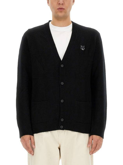 Bold Fox Head Patch Regular Lambswool Cardigan Black - MAISON KITSUNE - BALAAN 2