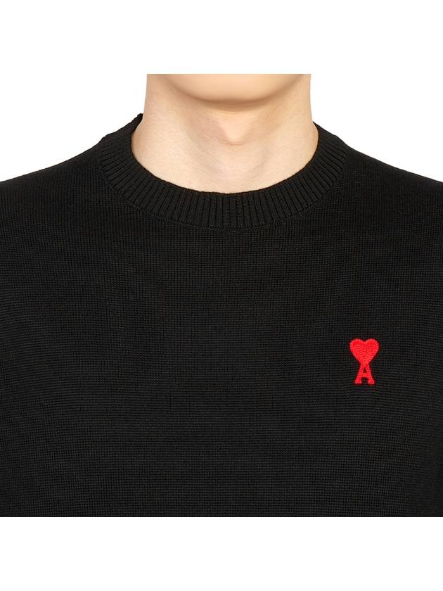 Heart Logo Patch Knit Top Black - AMI - BALAAN 7