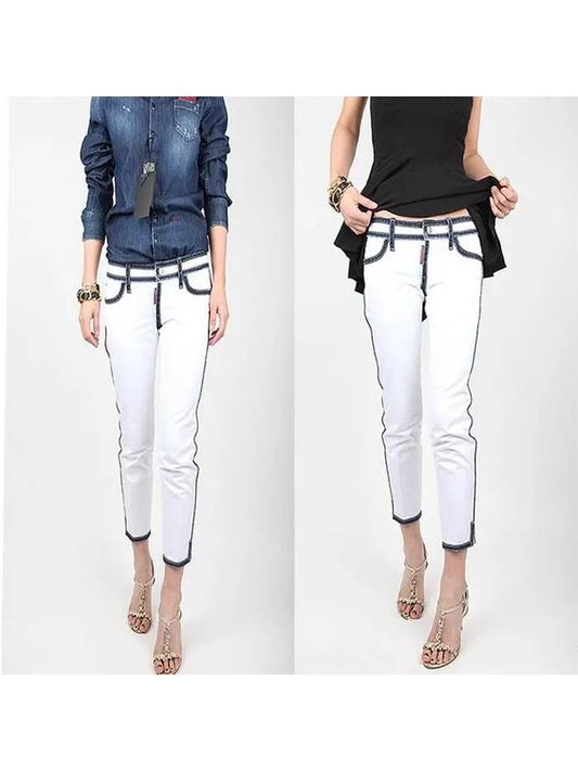 denim strap skinny jeans white - DSQUARED2 - BALAAN.
