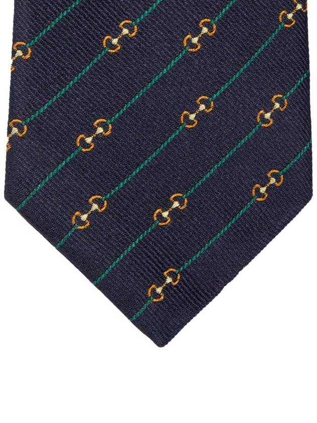 Horsebit Silk Jacquard Neck Tie Blue - GUCCI - BALAAN 4