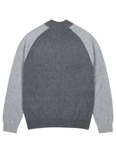 Men s raglan sleeve semi high neck sweater 2604GXKW GREY - BLACK&WHITE - BALAAN 2