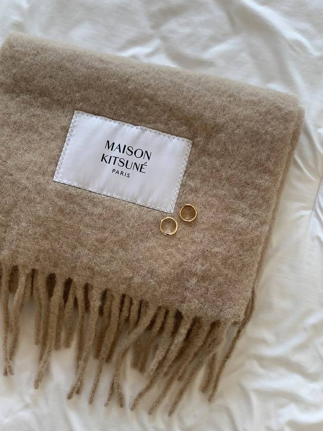 Baby Alpaca Plain Muffler Dark Beige - MAISON KITSUNE - BALAAN 3