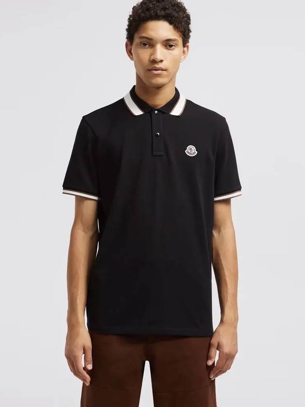 Logo Patch Polo Shirt Black - MONCLER - BALAAN 5