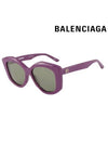 eyewear logo horn-rimmed sunglasses purple - BALENCIAGA - BALAAN 3