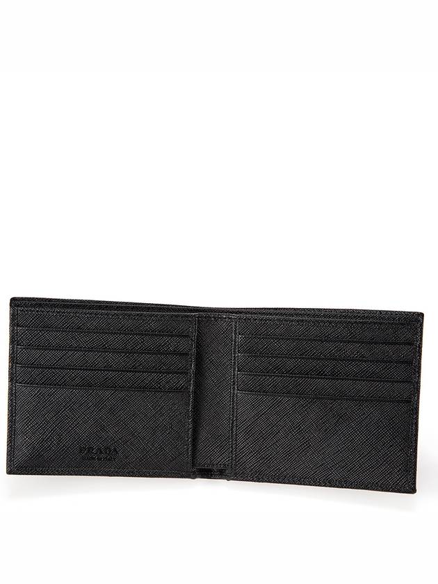 Triangle Logo Saffiano Half Wallet Black - PRADA - BALAAN 5