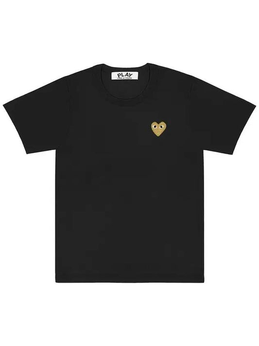 Small Gold Heart Wappen Short Sleeve T-Shirt Black P1 T216 1 - COMME DES GARCONS - BALAAN 1