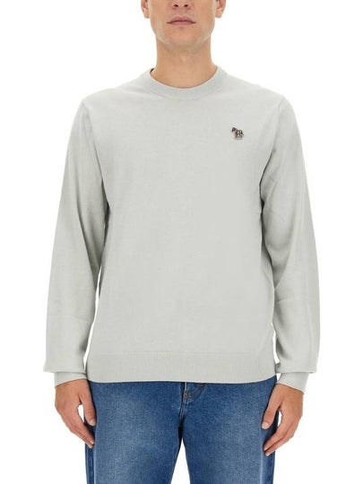 Zebra Patch Crew Neck Knit Top Light Grey - PAUL SMITH - BALAAN 2