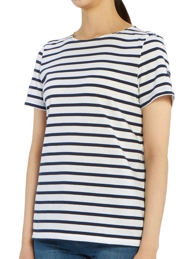 Etrille Striped Short Sleeve T-Shirt Neige Marine - SAINT JAMES - BALAAN 3