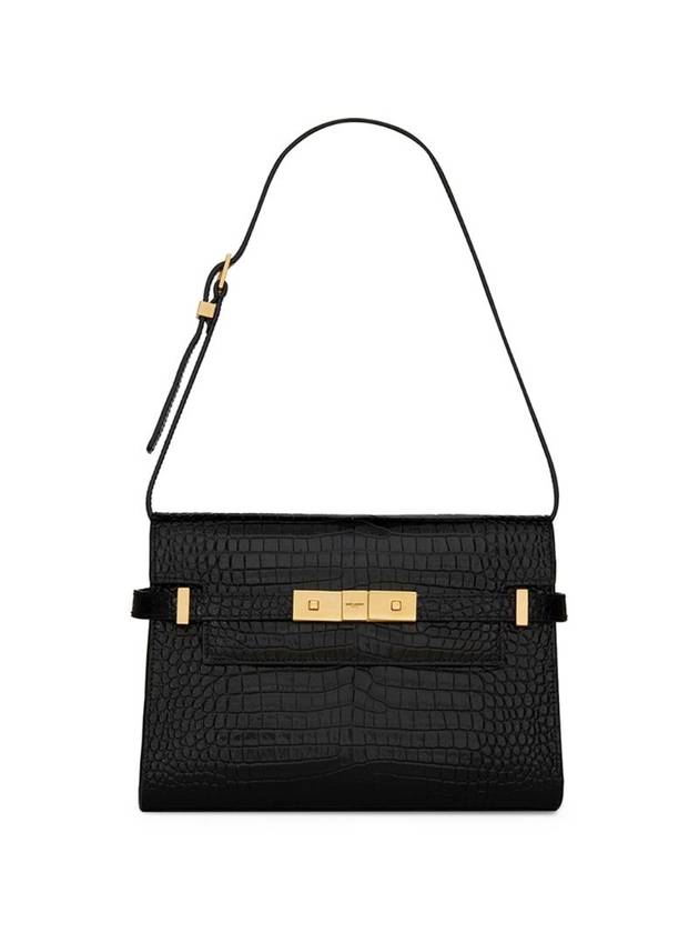 Manhattan Crocodile Small Shoulder Bag Black - SAINT LAURENT - BALAAN 1