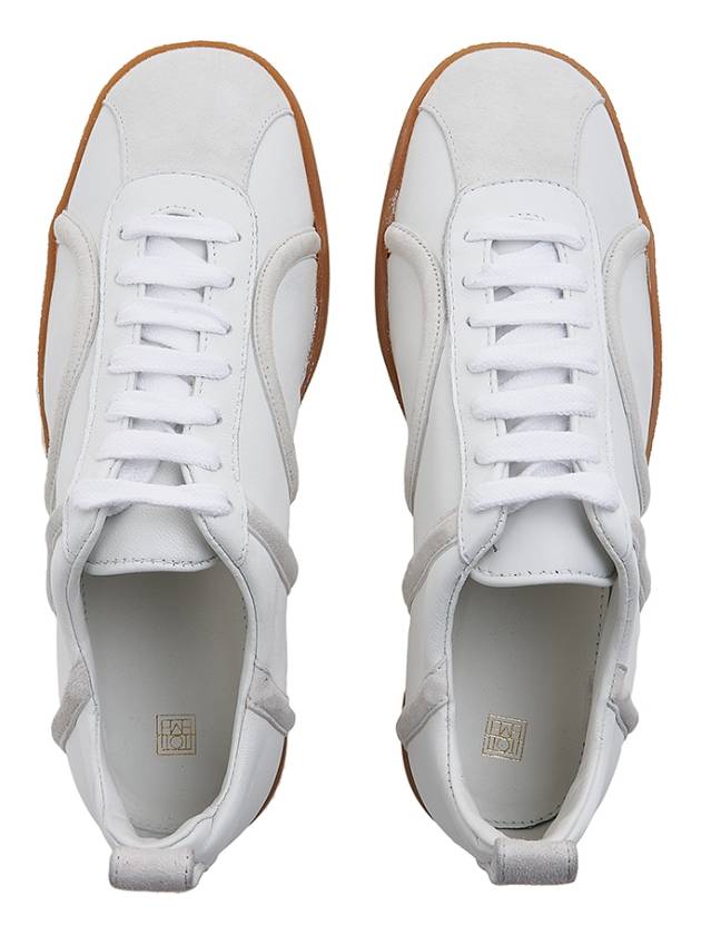 Women's Monogram Embossed Leather Low-Top Sneakers White - TOTEME - BALAAN 7