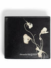 Floral Logo Half Wallet Black - ALEXANDER MCQUEEN - BALAAN 1