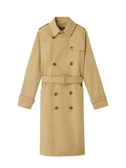 Greta Double Breasted Cotton Trench Coat Beige - A.P.C. - BALAAN 2