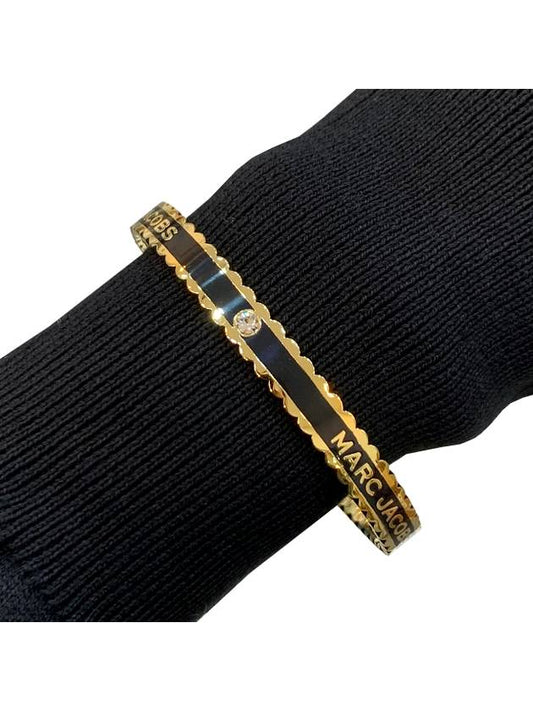 Women's Medallion Scallop Bangle Bracelet Black Gold - MARC JACOBS - BALAAN 2