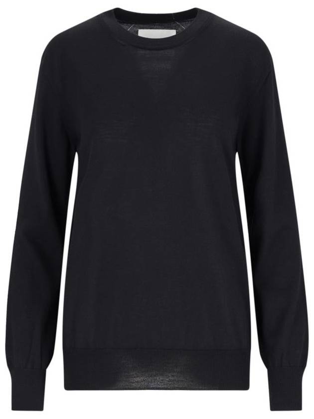 Lightweight Crew Neck Merino Wool Knit Top Black - JIL SANDER - BALAAN 2