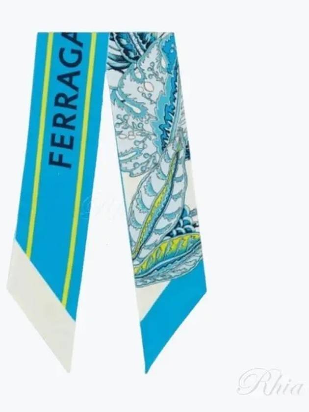 Togo Print Silk Scarf Turquoise - SALVATORE FERRAGAMO - BALAAN 2