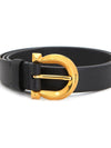 Gancini Buckle Leather Belt Black - SALVATORE FERRAGAMO - BALAAN 6