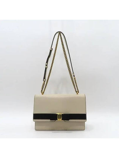 Ferragamo 21 I284 Beige Leather New Vara Medium Shoulder Bag - SALVATORE FERRAGAMO - BALAAN 2