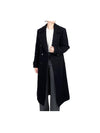 Double Breasted Wool Over Long Double Coat Navy - CHLOE - BALAAN 2