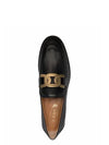 Women's Gold Logo Chain Leather Loafers Black - TOD'S - BALAAN.