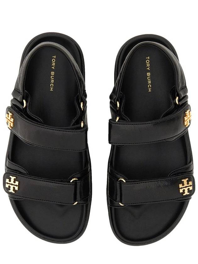 Kira Sports Logo Leather Sandals Black - TORY BURCH - BALAAN 7