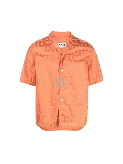 Monogram Logo Jacquard Short Sleeve Shirt Orange - SUNNEI - BALAAN 2