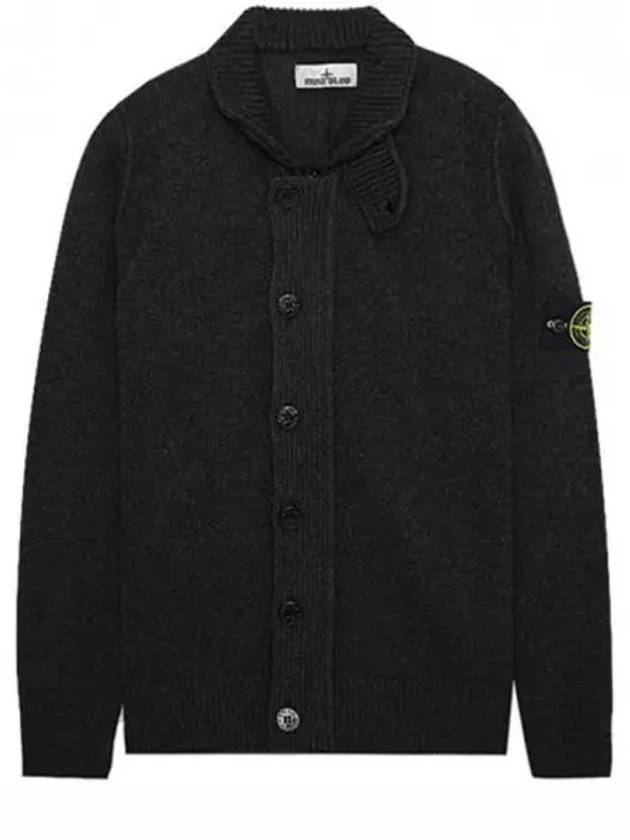 Lambswool Knit Cardigan Black - STONE ISLAND - BALAAN 2