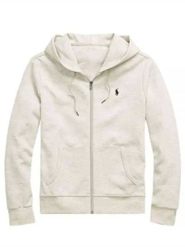 Embroidered Logo Zip Up Hoodie Grey - POLO RALPH LAUREN - BALAAN 2