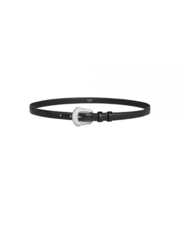 Metal Buckle Leather Belt Black - CELINE - BALAAN 2