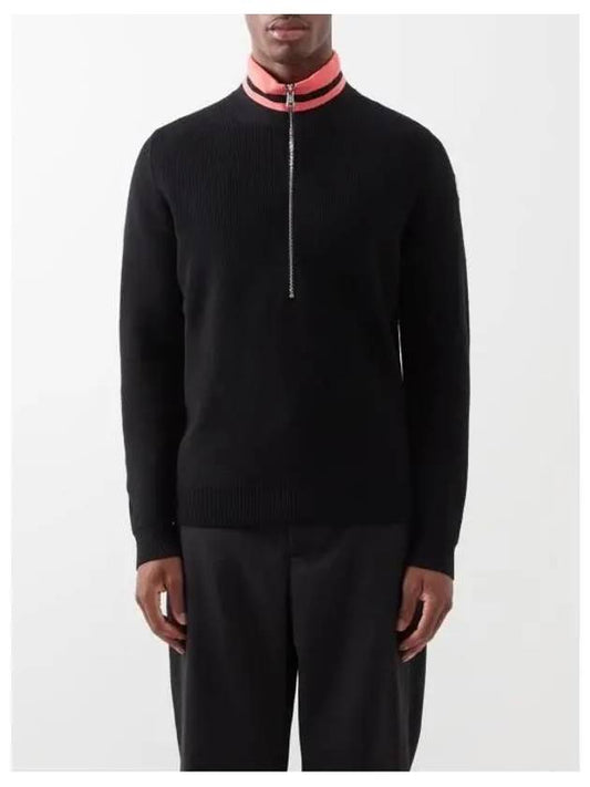 Men's High Neck Zip Up Knit Top Black - MONCLER - BALAAN 2