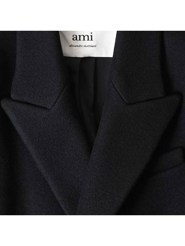 Crossover Wool Double Coat Black - AMI - BALAAN 4