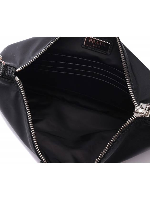 Re-Nylon and Saffiano Leather Clutch Bag Black - PRADA - BALAAN 7