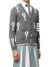 Lobster Merino Relaxed V-neck Cardigan Medium Grey - THOM BROWNE - BALAAN 3