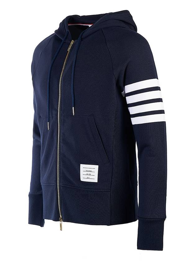 Engineered 4 Bar Diagonal Zip Up Hoodie Navy - THOM BROWNE - BALAAN 3