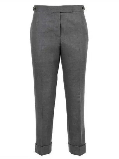 Cropped Tailored Twill Wool Skinny Straight Pants Grey - THOM BROWNE - BALAAN 2