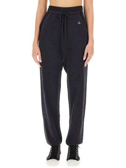 ORB Embroidered Logo Wool Track Pants Black - VIVIENNE WESTWOOD - BALAAN 2