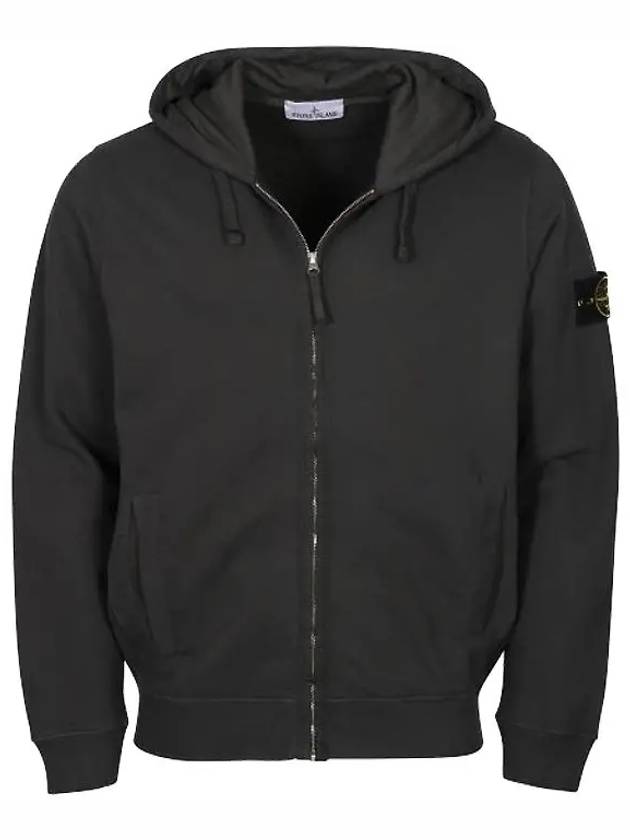 Logo Cotton Zip-Up Hoodie Lead Grey - STONE ISLAND - BALAAN 4