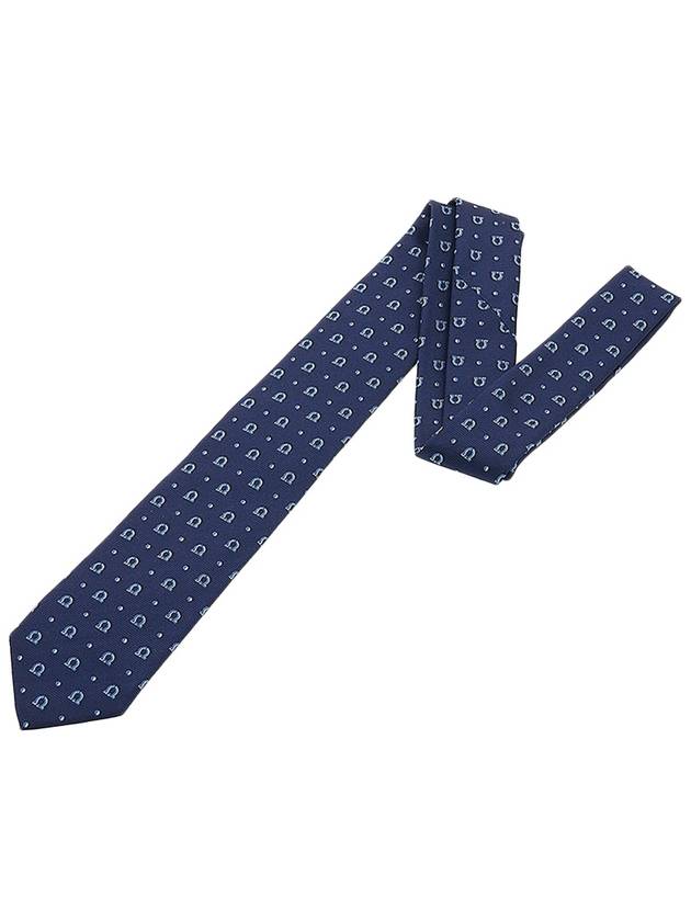 Ferragamo Men's Gancini Silk Tie 35 0883 F NAVY 0762039 - SALVATORE FERRAGAMO - BALAAN 3