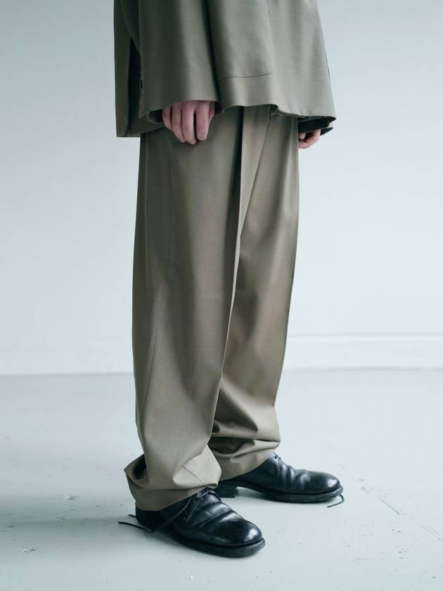 One Tuck Wide Slacks Olive MTR3073 - IFELSE - BALAAN 2