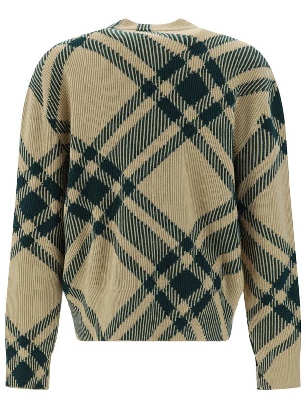 Check Pattern Intarsia Knit Cardigan Green - BURBERRY - BALAAN 4