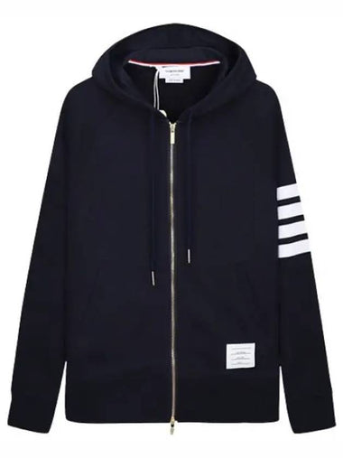 Diagonal Stripe RWB Tab Loopback Jersey Hooded Zip up Men - THOM BROWNE - BALAAN 1