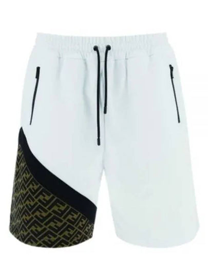 Bermuda Elastic Drawstring Waist Shorts White Black - FENDI - BALAAN 2